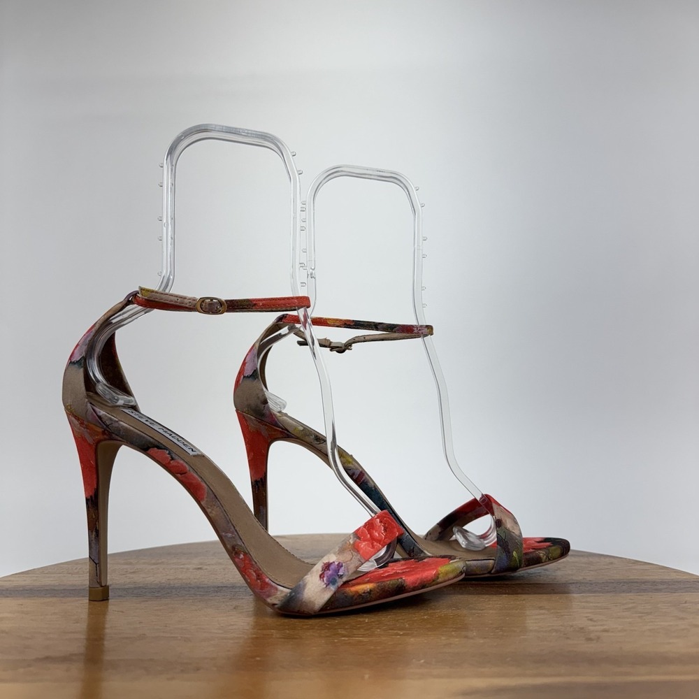 Womens Steve Madden Stecy Floral Ankle Strap High Heeled Sandals Size 9 M GUC